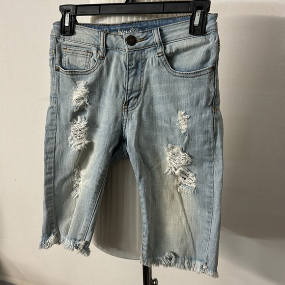 Machine Pour Neuf Mode EUC Light Ripped Denim Shorts - Picture 3 of 13